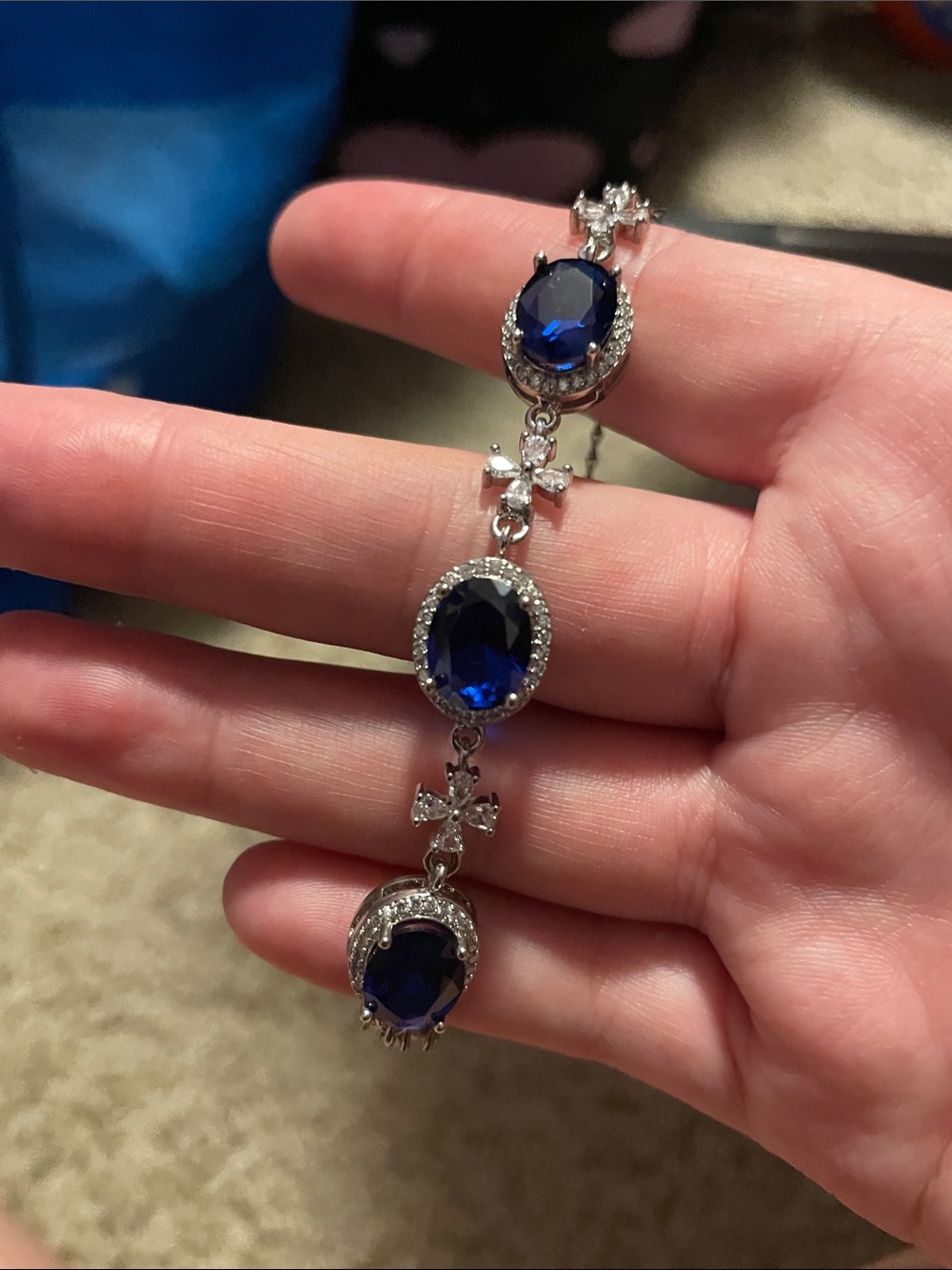 Elegant Blue Crystal Drop Bracelet - Women Jewelry